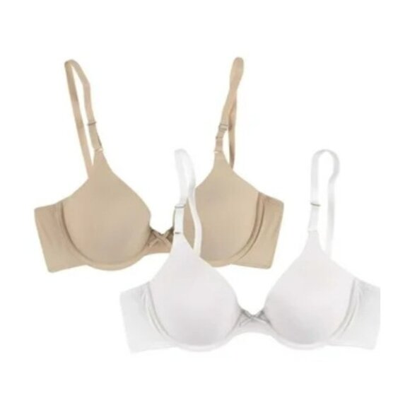Maidenform Self Expressions Womens 36DD 2 Pack T-Shirt Bra 5701 Latte/White 1596 - Picture 1 of 9